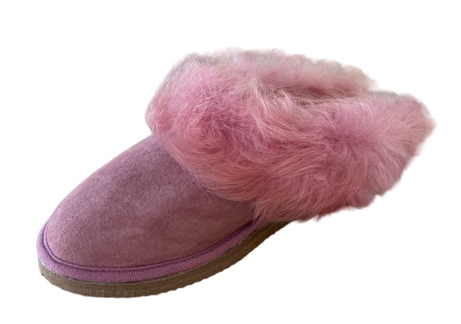 FREE DELIVERY ALL-OVER US, 5-7 DAYS DELIVERY TIME. Genuine Sheepskin Women's Slippers  Open-back Pink.