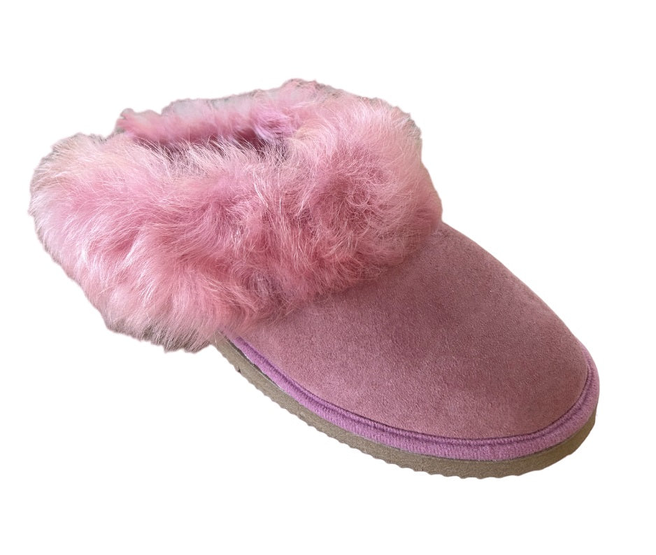 FREE DELIVERY ALL-OVER US, 5-7 DAYS DELIVERY TIME. Genuine Sheepskin Women's Slippers  Open-back Pink.