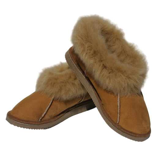 Genuine Sheepskin Women's Slippers Closed-back Mocha